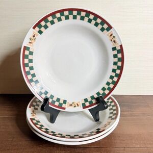 3 VTG 90s Betty Crocker Country Inn Rim Soup Bowls Stoneware Farmhouse Gingham